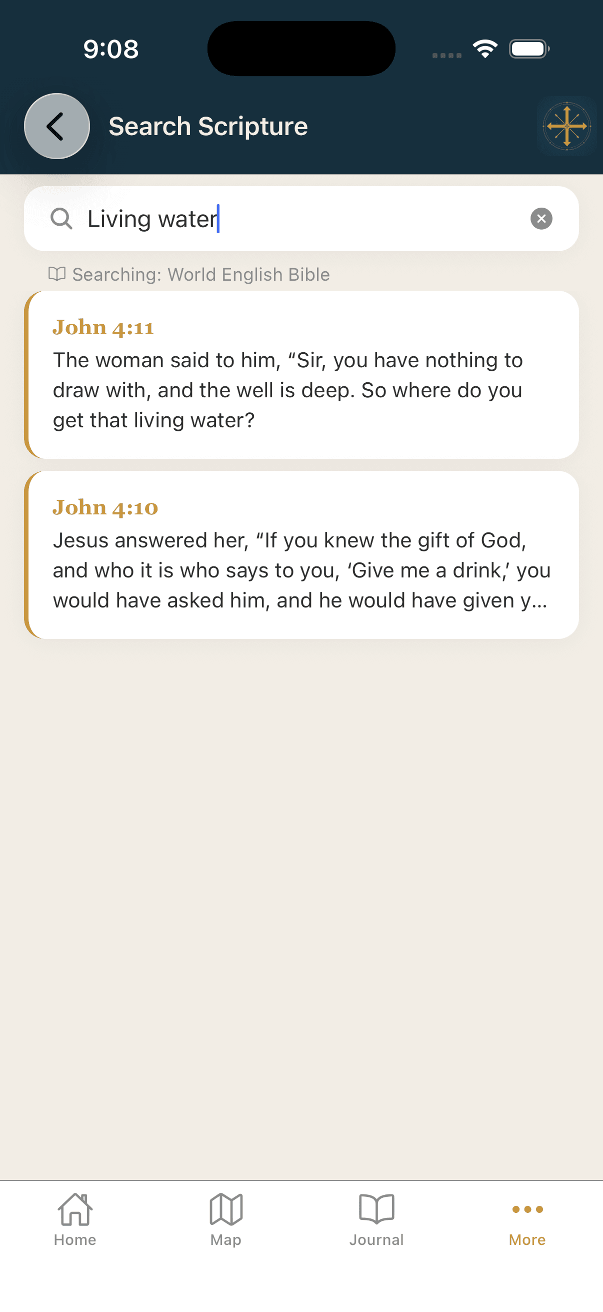 ScriptureWalk Bible search results for Living water